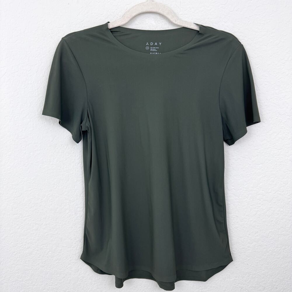 ADay Womens Short Sleeve T Shirt Top Size XS Lightweight Stretch Minimal Green